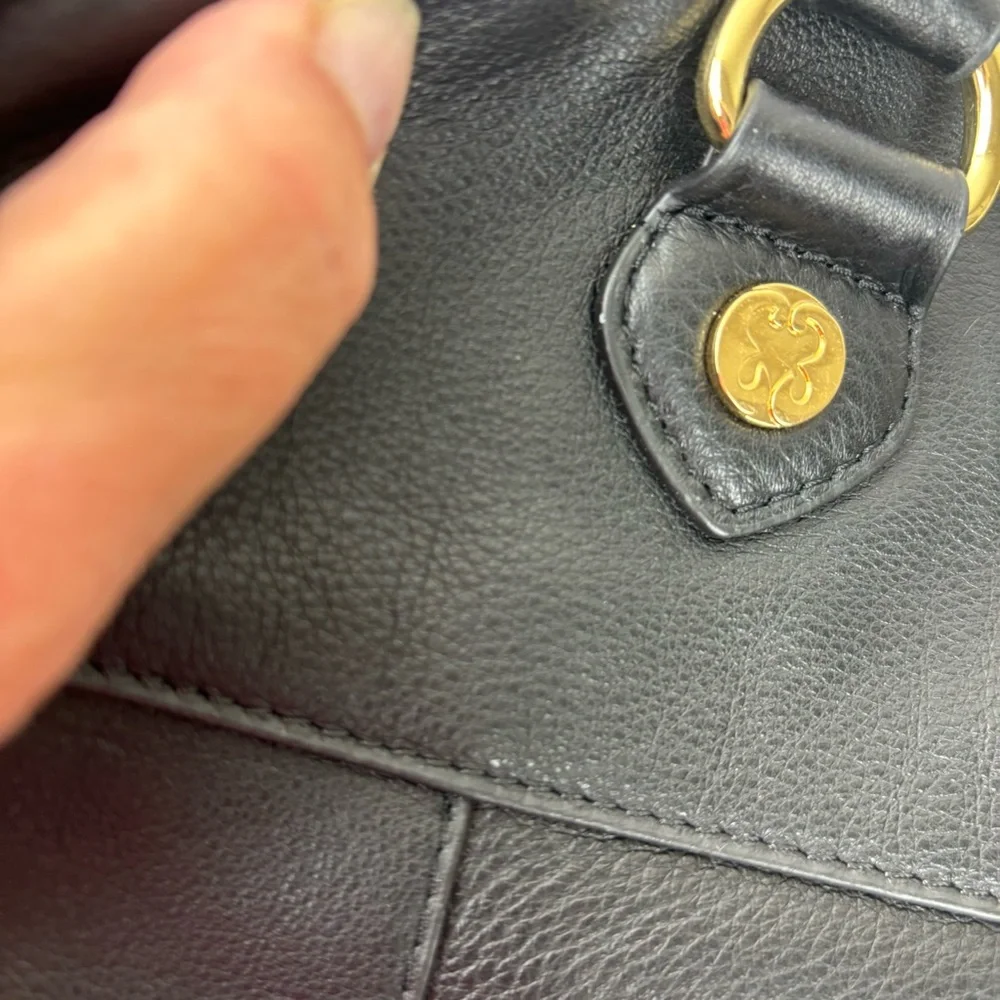 Emma Fox black leather bag/crossbody strap/cheetah animal print accent-EUC - Picture 5 of 15